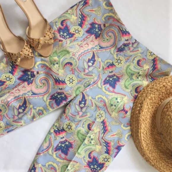 LAUREN RALPH LAUREN PAISLEY ANKLE PANTS, S… - Picture 1 of 10